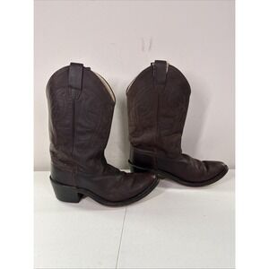 Old West Youth Size‎ 4 Or 5 D Brown Leather Cowboy Western Pointed Toe Boots